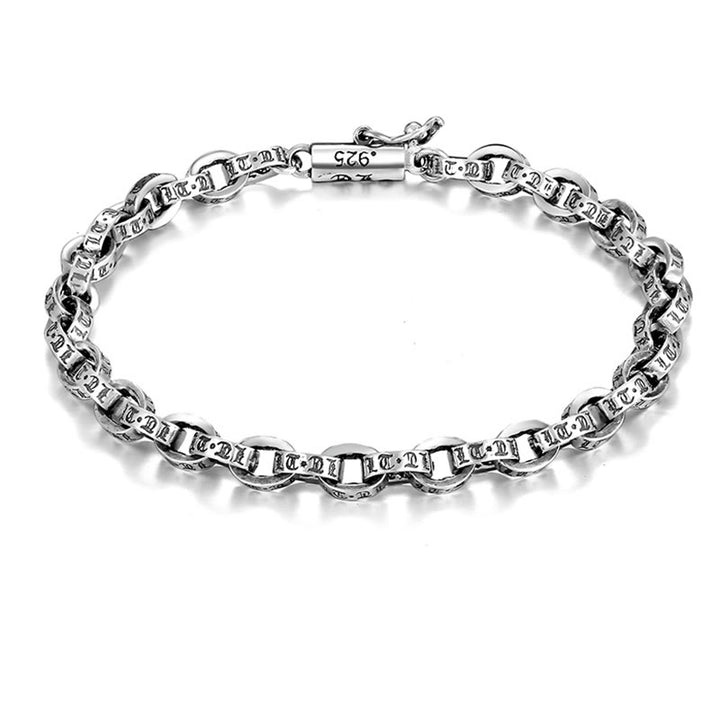 Bracelet en métal créatif sculpté Buddha Stones en argent sterling 925 Om Mani Padme Hum