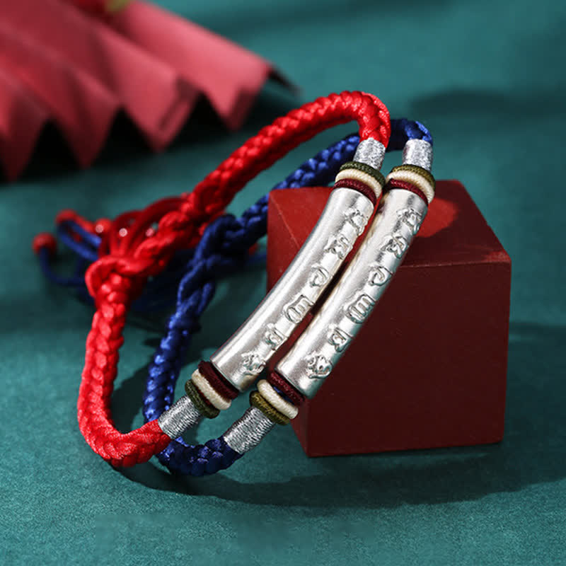 Bracelet en argent sterling 999 avec Buddha Stones Om Mani Padme Hum et force de protection