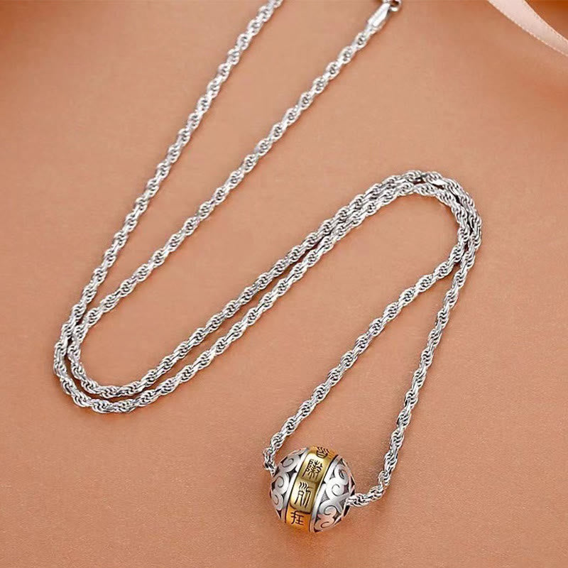 Collier pendentif rotatif en amulette gravée avec mantra taoïste à neuf caractères de Buddha Stones