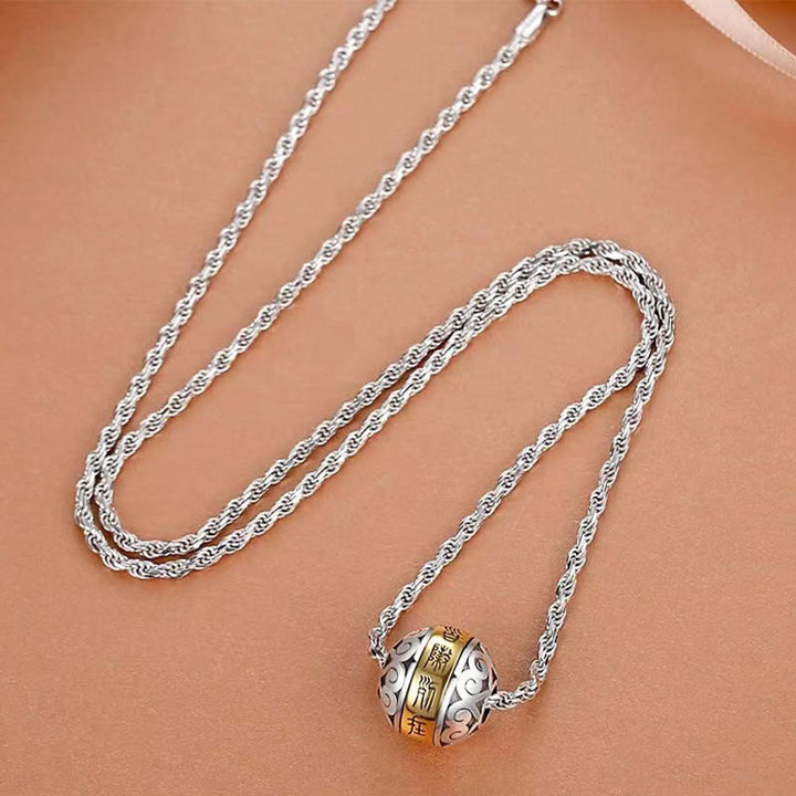 Collier pendentif rotatif en amulette gravée avec mantra taoïste à neuf caractères de Buddha Stones