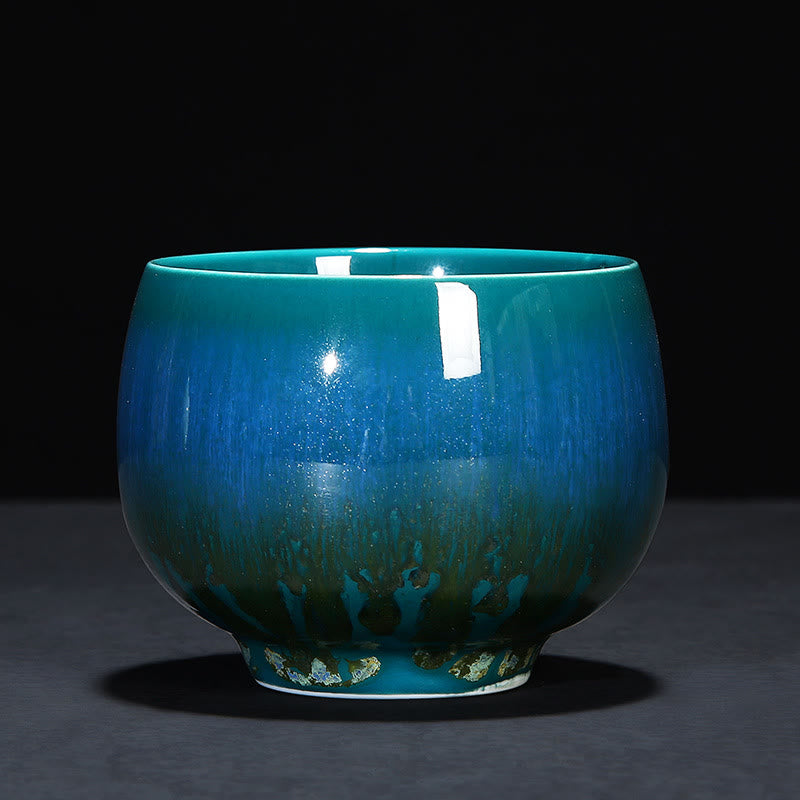 Tasse à thé en céramique avec changement de glaçure au four chinois Jianzhan, Buddha Stones , tasse à thé Tenmoku Kung Fu