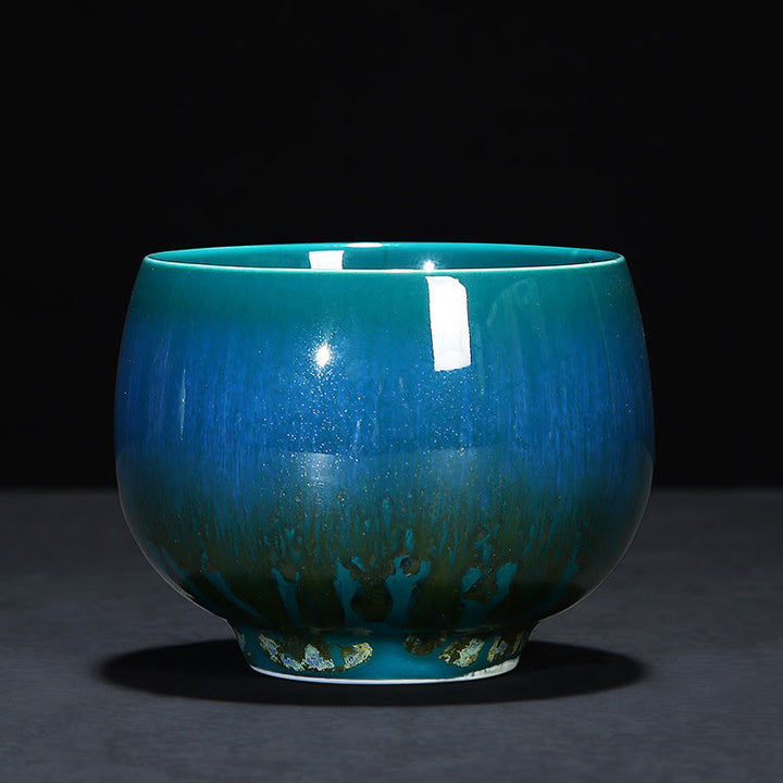 Tasse à thé en céramique avec changement de glaçure au four chinois Jianzhan, Buddha Stones , tasse à thé Tenmoku Kung Fu