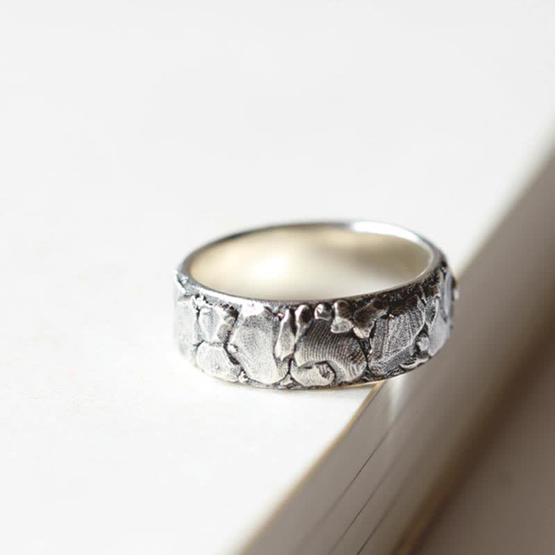 Bague en cuivre avec motif de roche et Buddha Stones