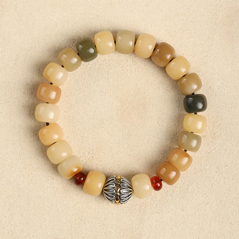 Buddha Stones Graine de Bodhi Naturelle Le Seigneur de la Forêt des Cadavres Bracelet de Sagesse Om Mani Padme Hum