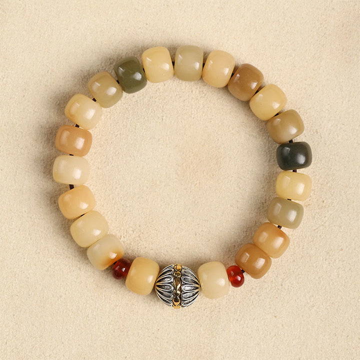 Buddha Stones Graine de Bodhi Naturelle Le Seigneur de la Forêt des Cadavres Bracelet de Sagesse Om Mani Padme Hum