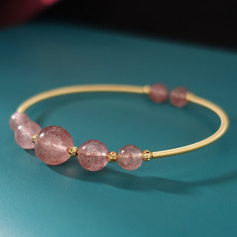 Bracelet de guérison d'amour en quartz fraise naturel Buddha Stones