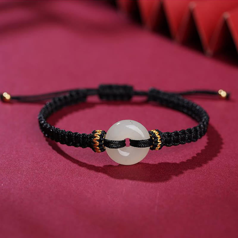 Bracelet tressé en jade avec boucle de paix et Buddha Stones