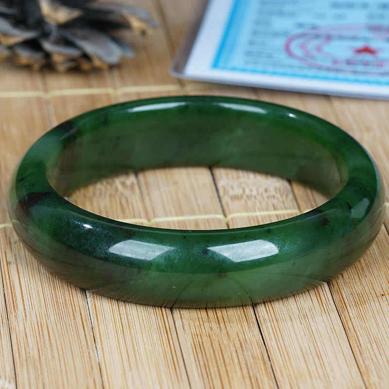 Bracelet de bonheur et de réussite en jade cyan naturel Hetian