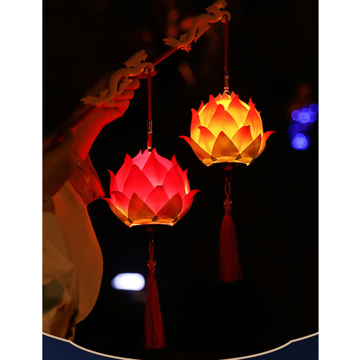 Lampe à pompon en forme de lanterne en forme de Buddha Stones et de fleur de lotus à faire soi-même