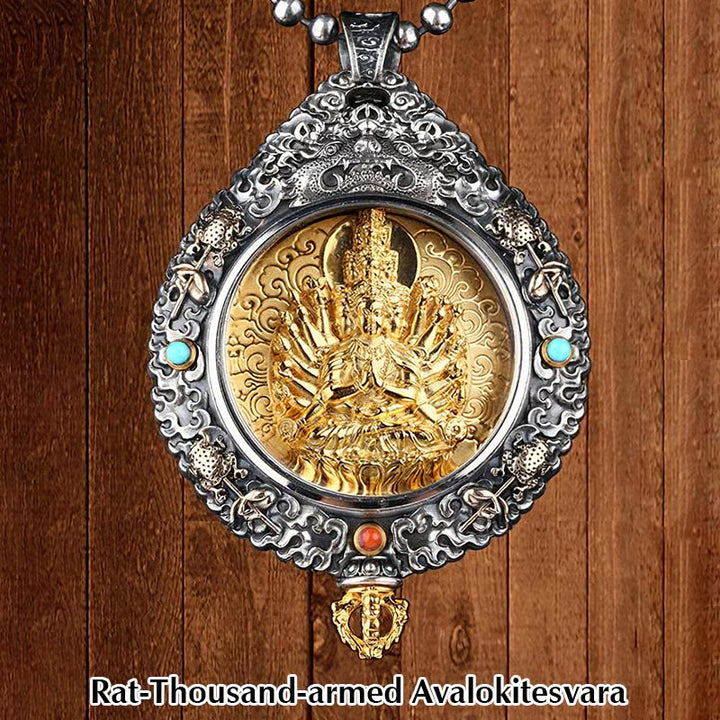 Buddha Stones Zodiaque chinois Bouddha natal Thangka Neuf palais Huit diagrammes Richesse Collier pendentif rotatif