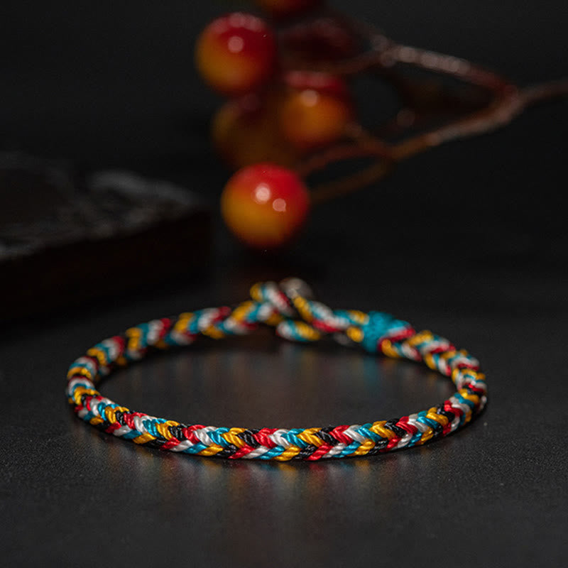 Bracelet tressé de protection en fil de cinq couleurs fait main avec Buddha Stones au Tibet - image 9