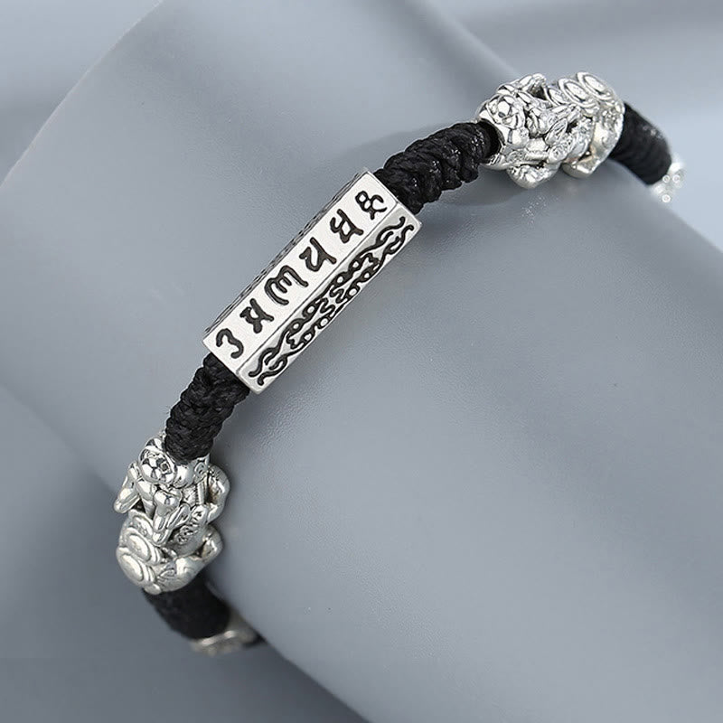 Bracelet en cuivre Feng Shui avec double PiXiu et Buddha Stones Om Mani Padme Hum - image 1