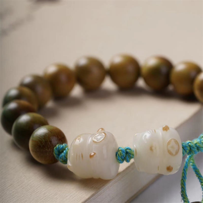 Bracelet porte-bonheur positif en bois de santal vert et graines de Bodhi avec Buddha Stones - image 4