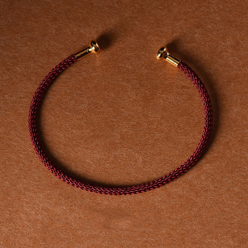 Bracelet manchette tressé fait main avec Buddha Stones au design simple - Rouge foncé - image 8