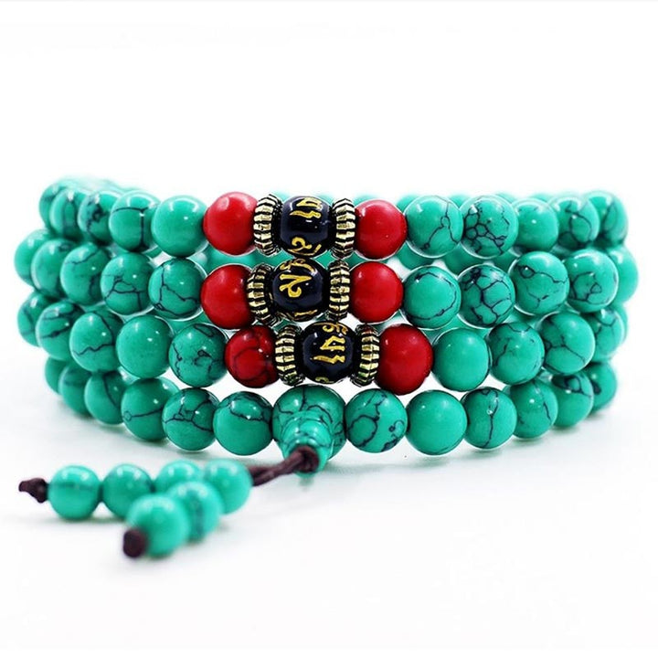 Collier Mala Purification Turquoise Tibétain Buddha Stones