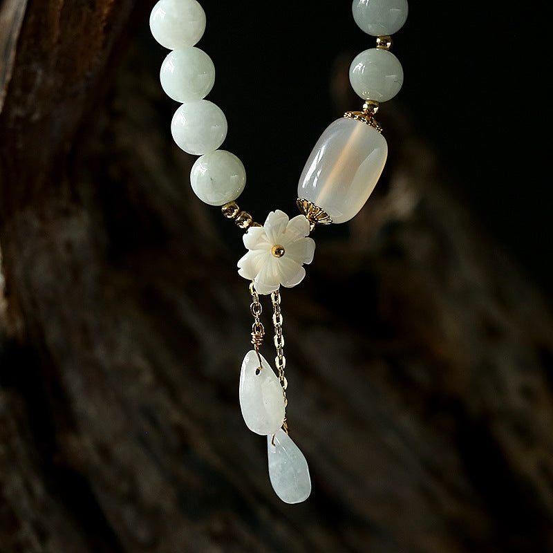 Bracelet porte-bonheur en jade blanc naturel Buddha Stones