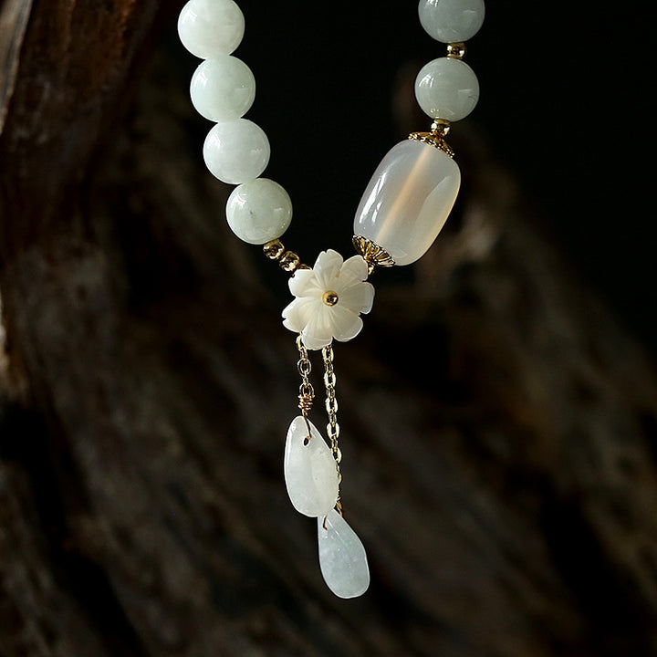 Bracelet porte-bonheur en jade blanc naturel Buddha Stones