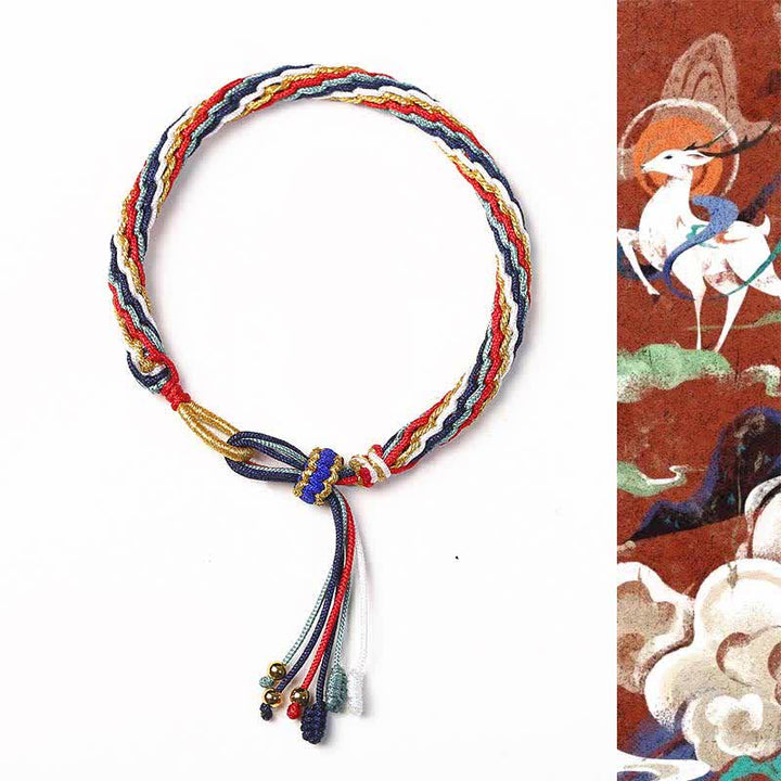Bracelet tressé de protection avec cordon porte-bonheur et nœud de réincarnation