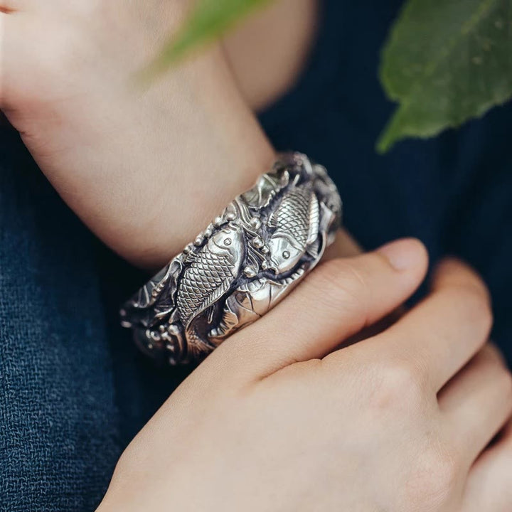 Buddha Stones Buddha Stones Poisson Koi Lotus Bracelet Chance Richesse