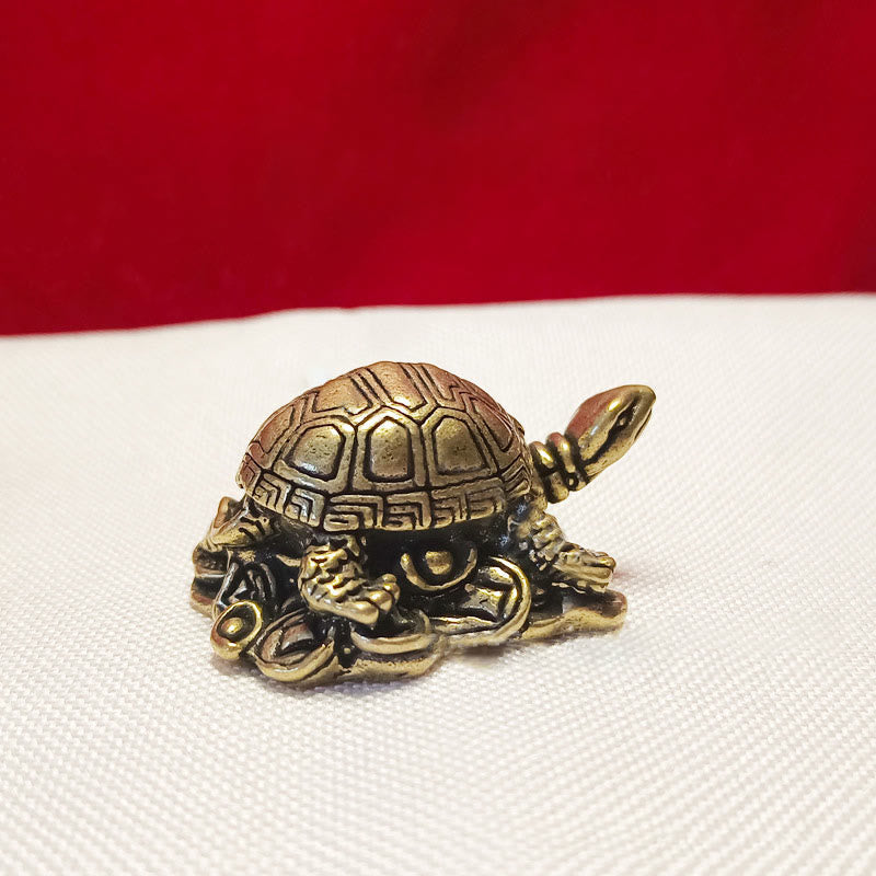 Buddha Stones Mini Petite Grenouille Tortue Koi Poisson Escargot Crabe Cuivre Richesse Décoration de la Maison - Tortue en pièce de cuivre - image 14