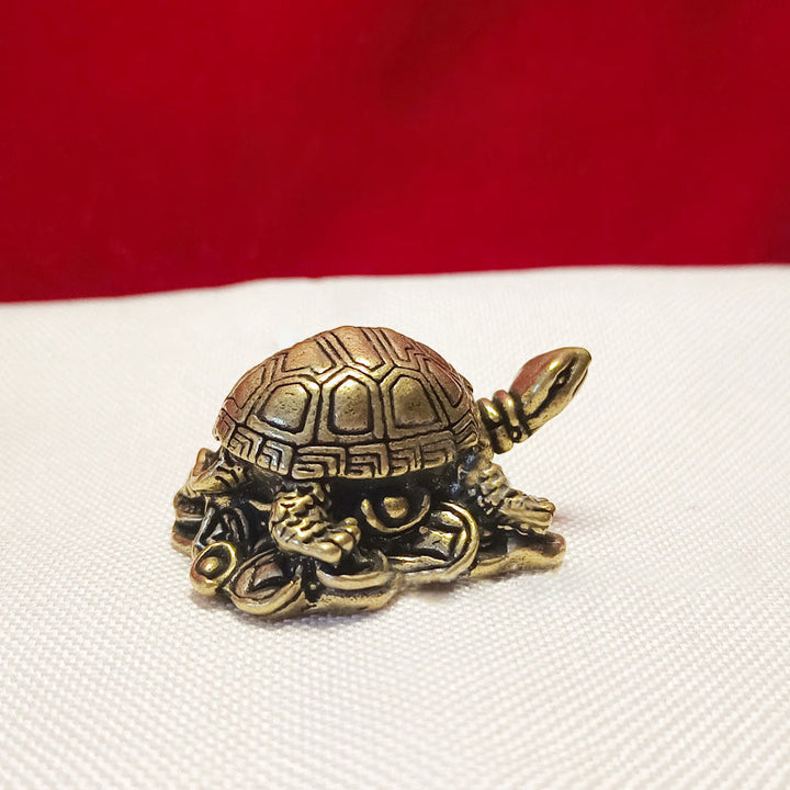 Buddha Stones Mini Petite Grenouille Tortue Koi Poisson Escargot Crabe Cuivre Richesse Décoration de la Maison - Tortue en pièce de cuivre - image 14