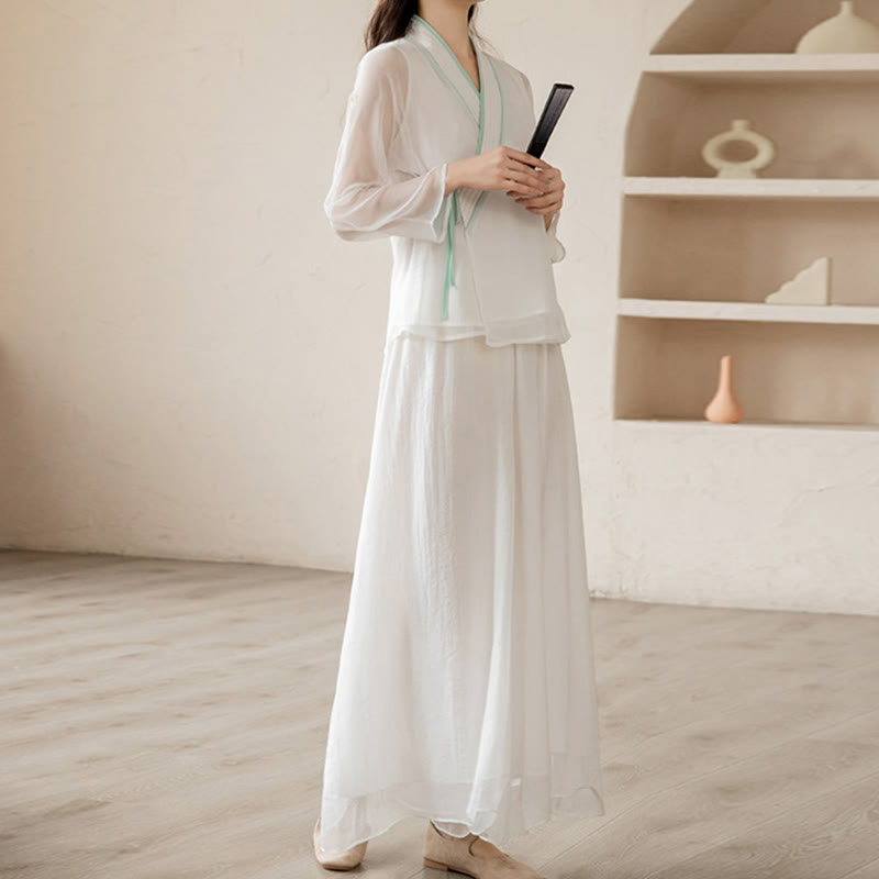Ensemble de vêtements en mousseline de soie pour femme Buddha Stones et prière rétro, méditation spirituelle zen