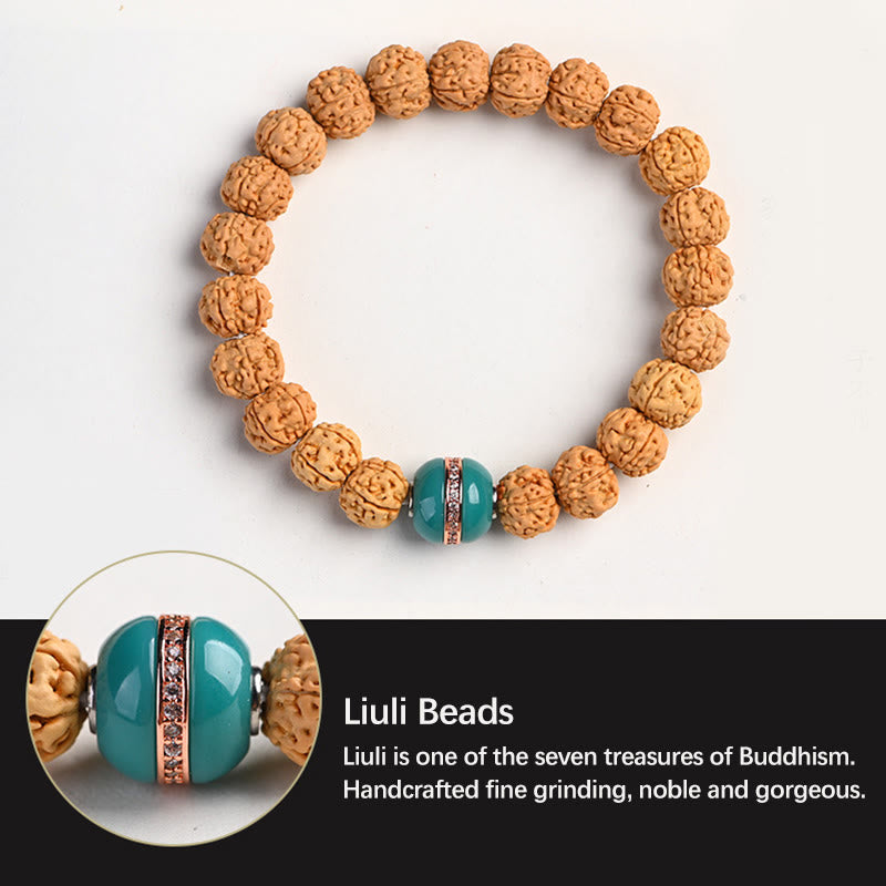 Bracelet de richesse et de bon augure en Buddha Stones tibétaines Rudraksha Bodhi Seed
