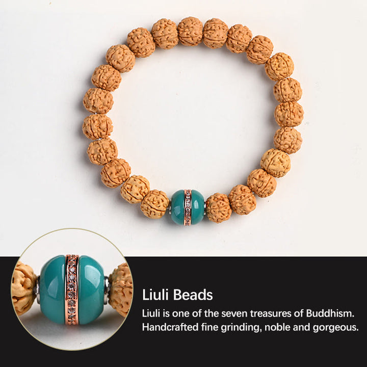 Bracelet de richesse et de bon augure en Buddha Stones tibétaines Rudraksha Bodhi Seed
