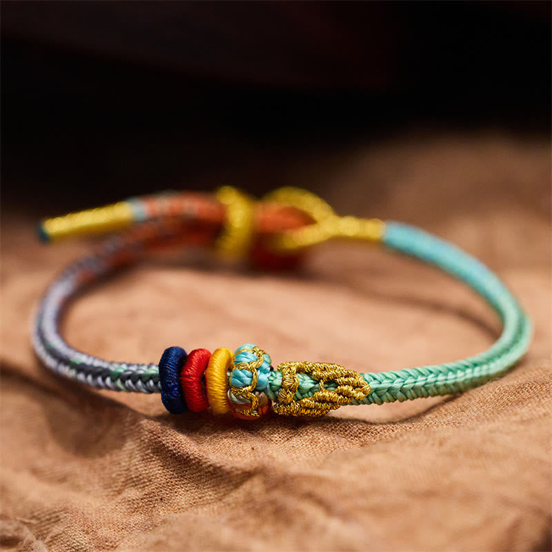 Bracelet fait main avec corde colorée et huit fils en Buddha Stones et nœud de paix - image 1