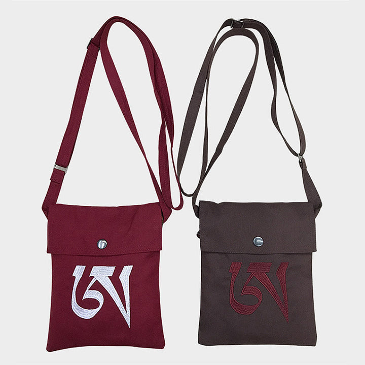 Sac à bandoulière en coton brodé à la main avec mantra OM pour la pratique spirituelle de l'esprit, sac à bandoulière pour téléphone portable