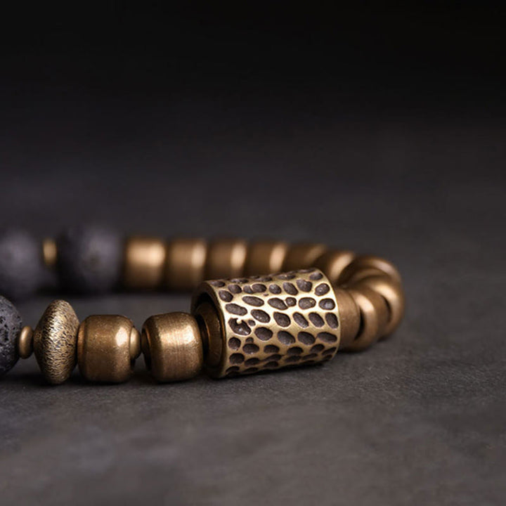 Bracelet de guérison en cuivre Buddha Stones et pierre de lave, obsidienne arc-en-ciel