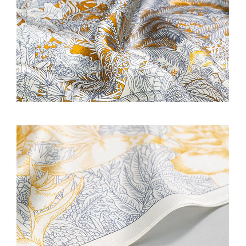 Écharpe en soie de mûrier 100 % peinture à l'huile de la jungle avec Buddha Stones et nuages ​​de bon augure, écharpe de cou en soie double face de qualité supérieure 6A - image 3