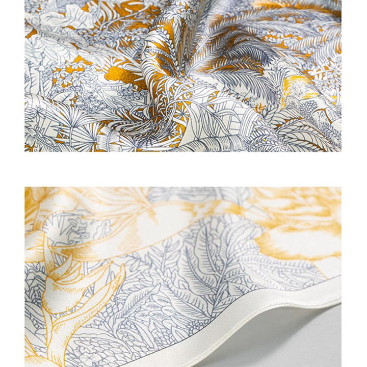 Écharpe en soie de mûrier 100 % peinture à l'huile de la jungle avec Buddha Stones et nuages ​​de bon augure, écharpe de cou en soie double face de qualité supérieure 6A - image 3