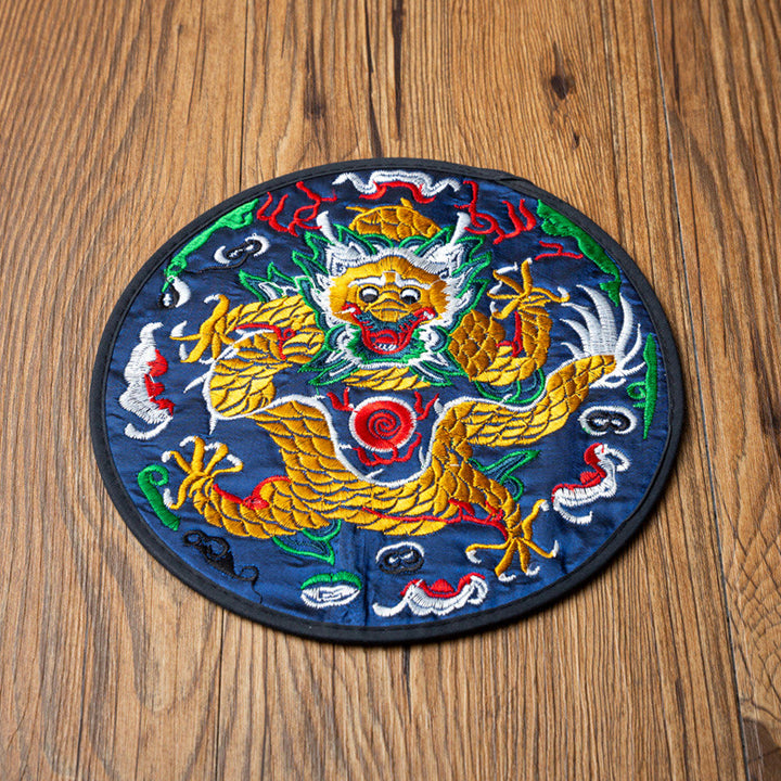 Dessous de verre brodé Buddha Stones Dragon pour tasse à thé, dessous de verre pour tasse à thé Kung Fu