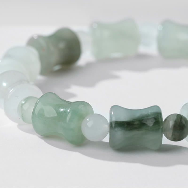 Bracelet porte-bonheur en jade et coquille de noix de coco Buddha Stones et motif bambou