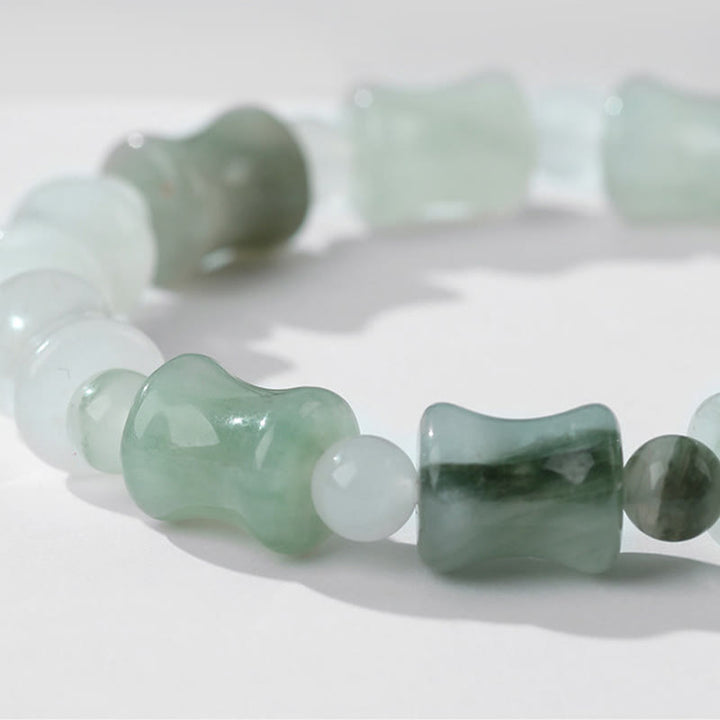 Bracelet porte-bonheur en jade et coquille de noix de coco Buddha Stones et motif bambou