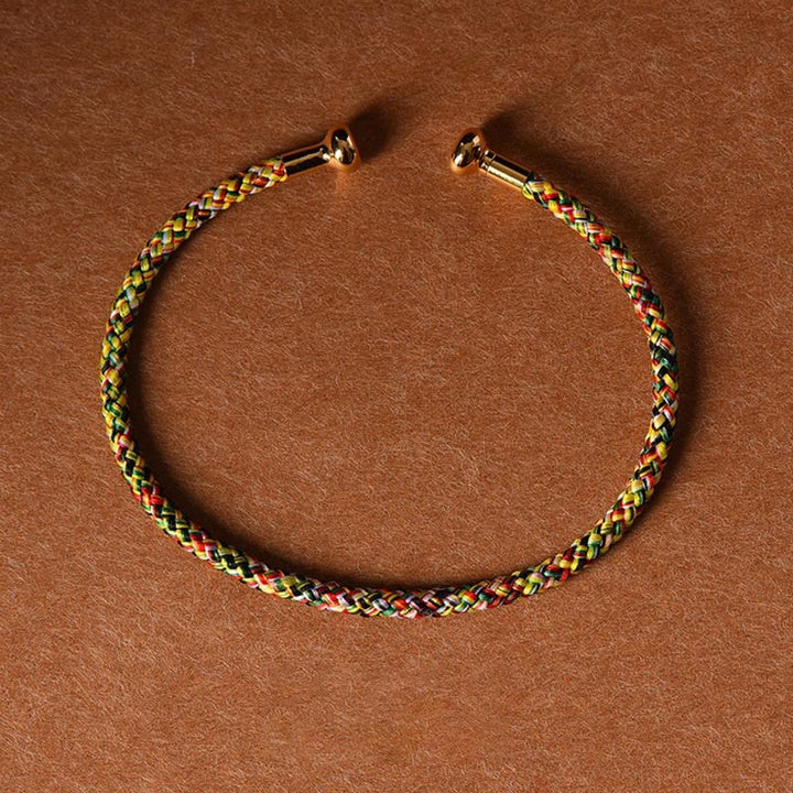 Bracelet manchette tressé fait main avec Buddha Stones au design simple - Jaune Vert - image 19