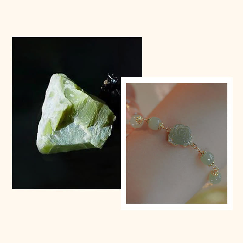 Bracelet porte-bonheur en jade Hetian plaqué or 14 carats de Buddha Stones