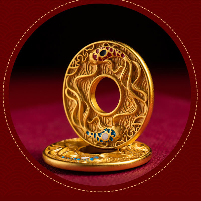 Porte-clés Buddha Stones Double Koi Fish Peace Buckle Wealth Luck
