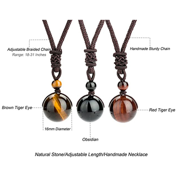 Ensemble collier et bracelet en œil de tigre tibétain Buddha Stones