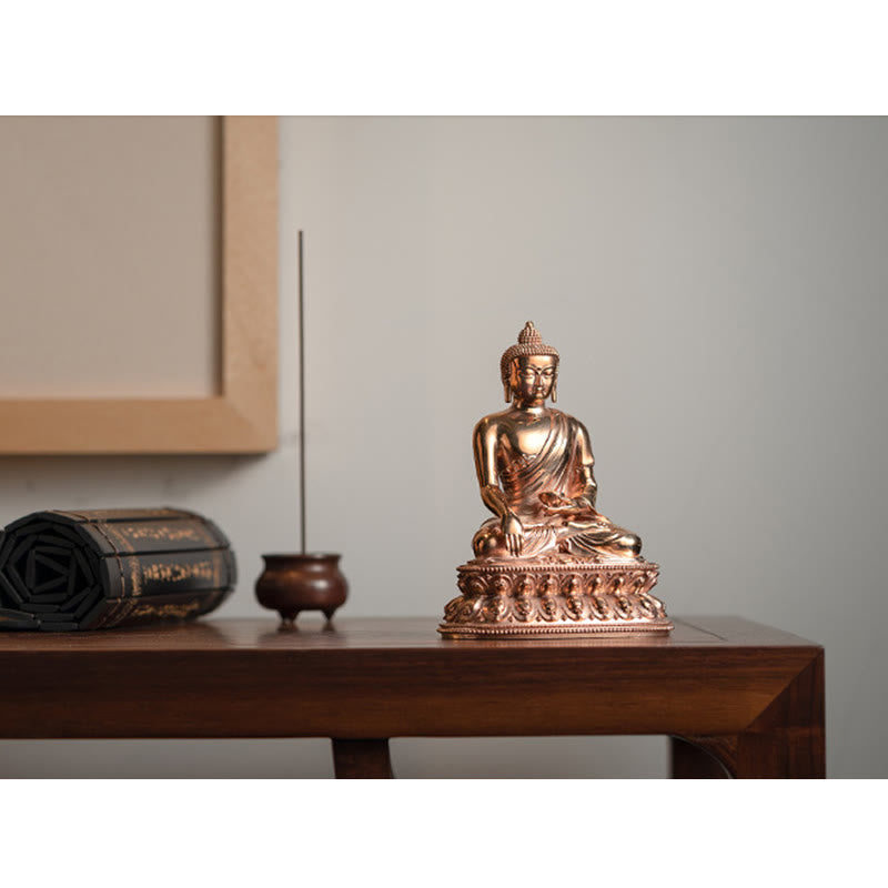 Statue de Bouddha de la sérénité de Gautama Shakyamuni en cuivre, décoration de la maison