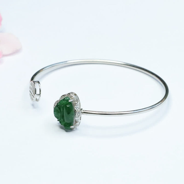 Bracelet porte-bonheur en jade et en argent sterling 925 avec Bouddha Buddha Stones