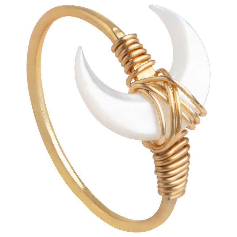 Buddha Stones Bague de bénédiction en or 14 carats avec pierre de tridacna naturelle et lune - image 11
