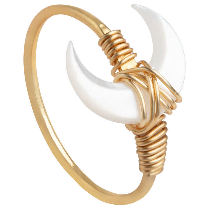 Buddha Stones Bague de bénédiction en or 14 carats avec pierre de tridacna naturelle et lune - image 11