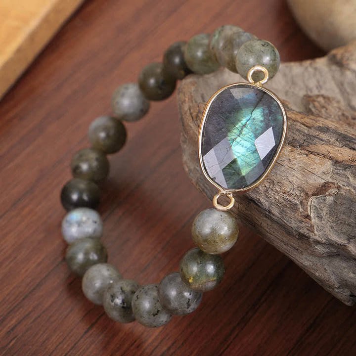 Bracelet de perles de guérison en pierre de lune et labradorite naturelle de Buddha Stones - image 1