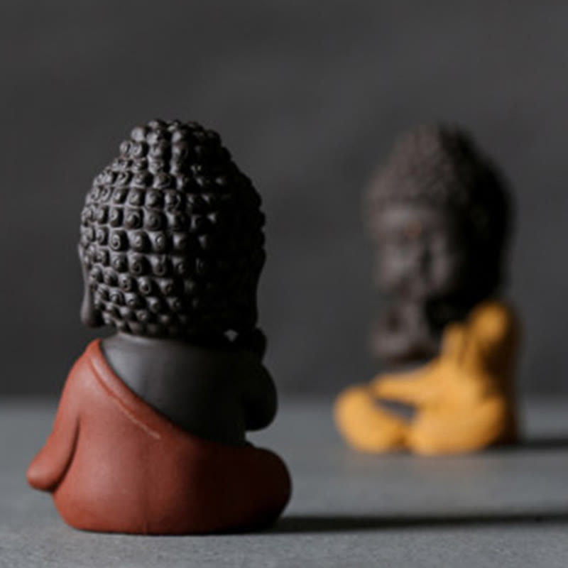 Buddha Stones Petit Bouddha Sérénité Argile violette Décoration de bureau à domicile - image 4