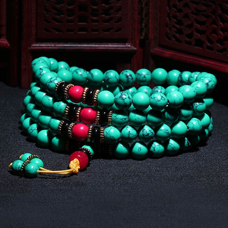 Bracelet Mala de guérison Buddha Stones de Bouddha turquoise