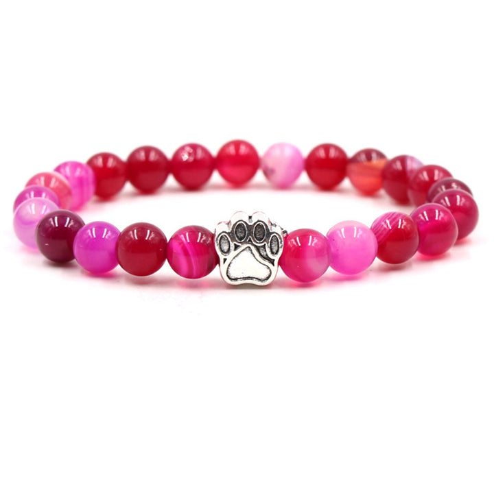 Bracelet de calme positif en agate indienne et agate verte avec patte de chien