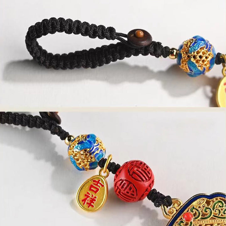 Porte-clés porte-bonheur Ruyi avec les Buddha Stones Fu
