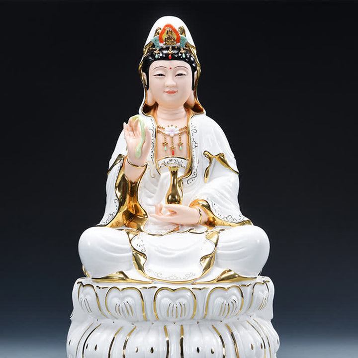 Statue en céramique du succès du Bodhisattva Avalokitesvara de Chenrezig, décoration de la maison - 31,5 x 19 cm - image 3
